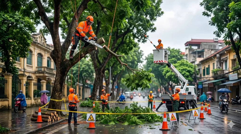 Quy Trình Cắt Tỉa Cành Cây An Toàn Mùa Mưa Bão Tại Hà Nội